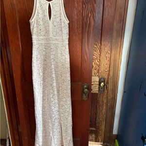 Morgan & Co. Cream Sheath Dress Halter Sleeveless